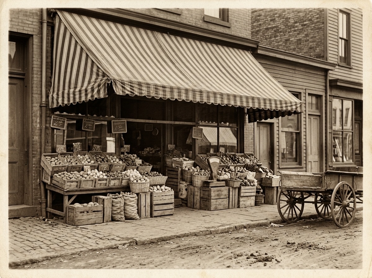 A 1920s produce market
